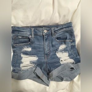 Ripped jean shorts